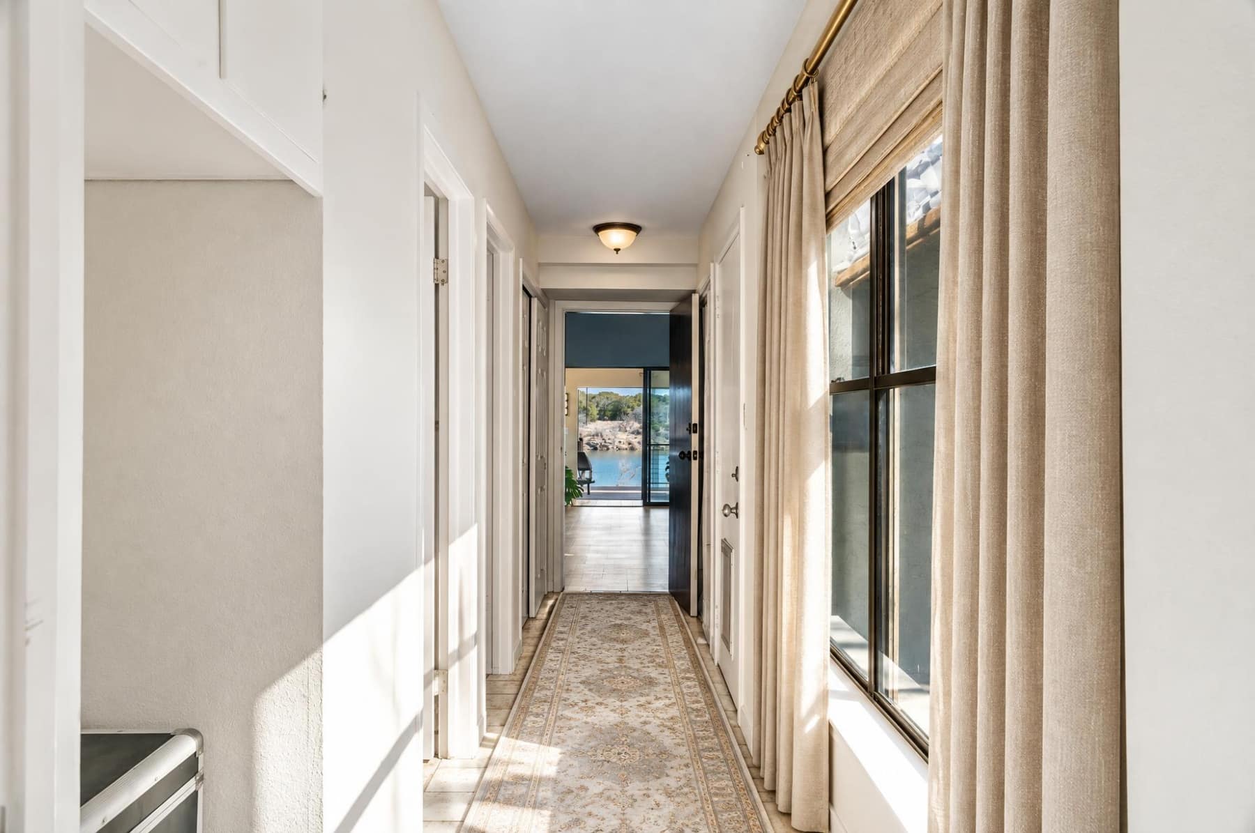 Hallway looking through the far door toward the lake